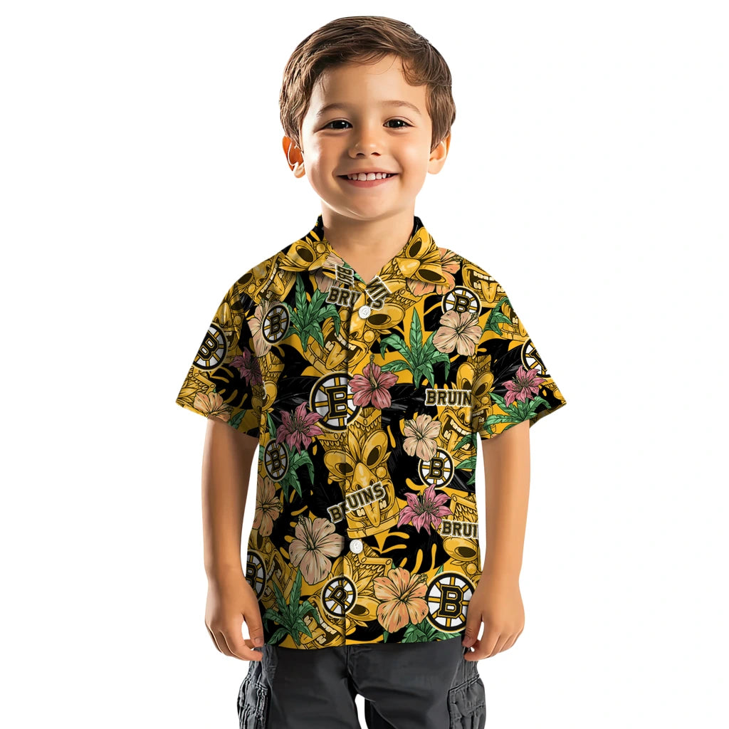 Boston Bruins Hawaiian Shirt - Hibiscus Tiki Jungle – Moonbestprint