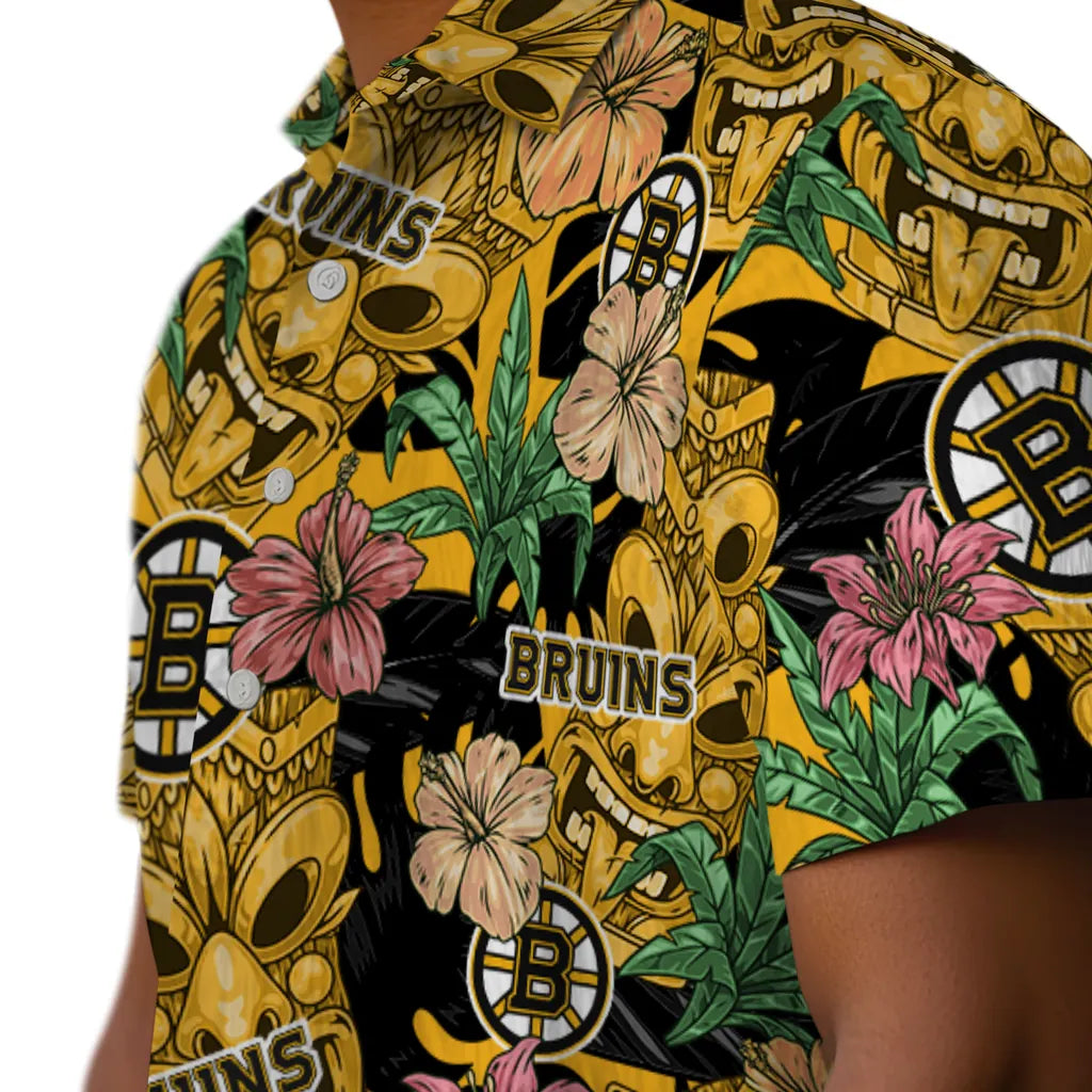 Boston Bruins Hawaiian Shirt - Hibiscus Tiki Jungle – Moonbestprint