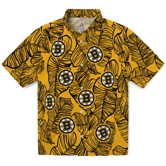Boston Bruins Hawaiian Shirt - Leaf Outline - Moonbestprint