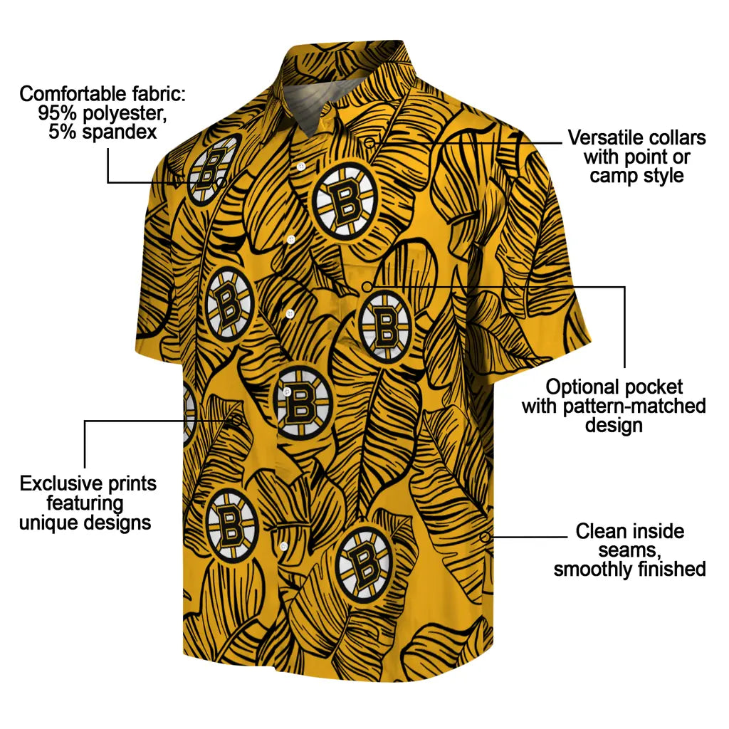 Boston Bruins Hawaiian Shirt - Leaf Outline – Moonbestprint
