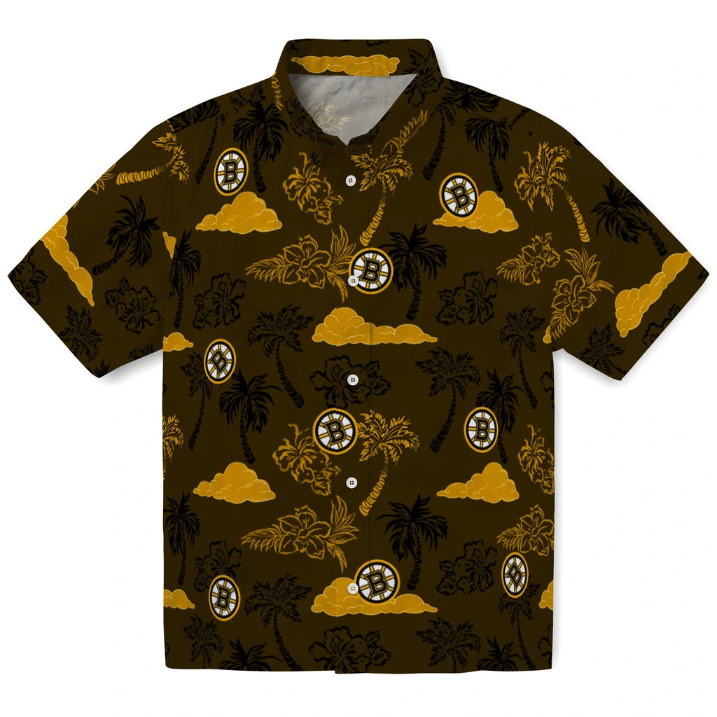 Boston Bruins Hawaiian Shirt - Palm And Clouds – Moonbestprint