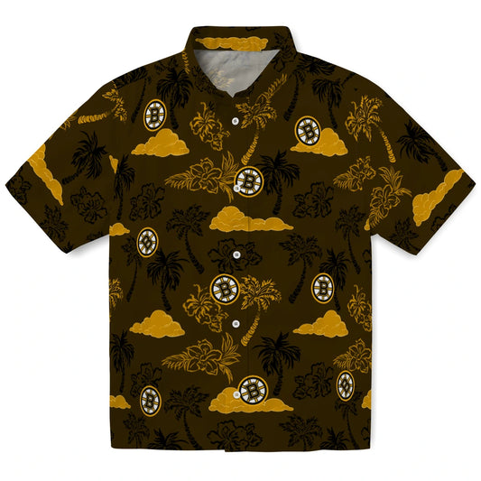 Boston Bruins Hawaiian Shirt - Palm And Clouds - Moonbestprint