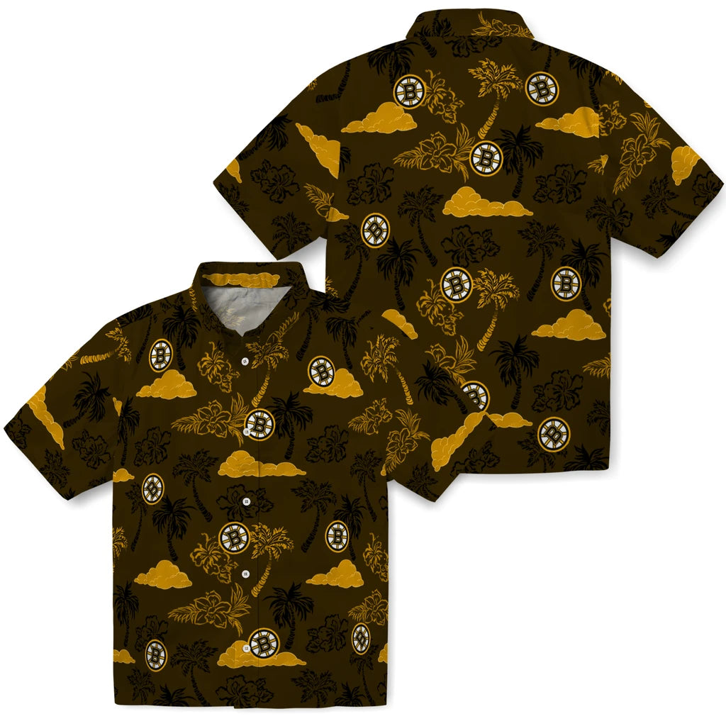 Boston Bruins Hawaiian Shirt - Palm And Clouds – Moonbestprint