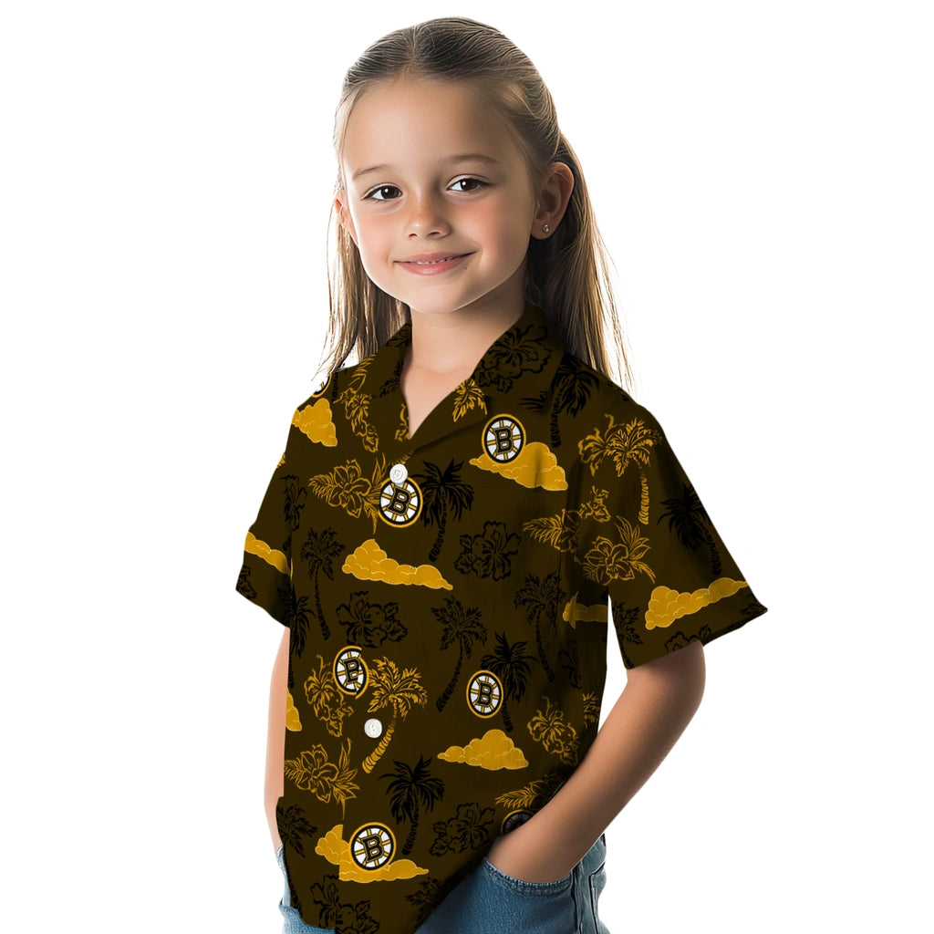 Boston Bruins Hawaiian Shirt - Palm And Clouds – Moonbestprint