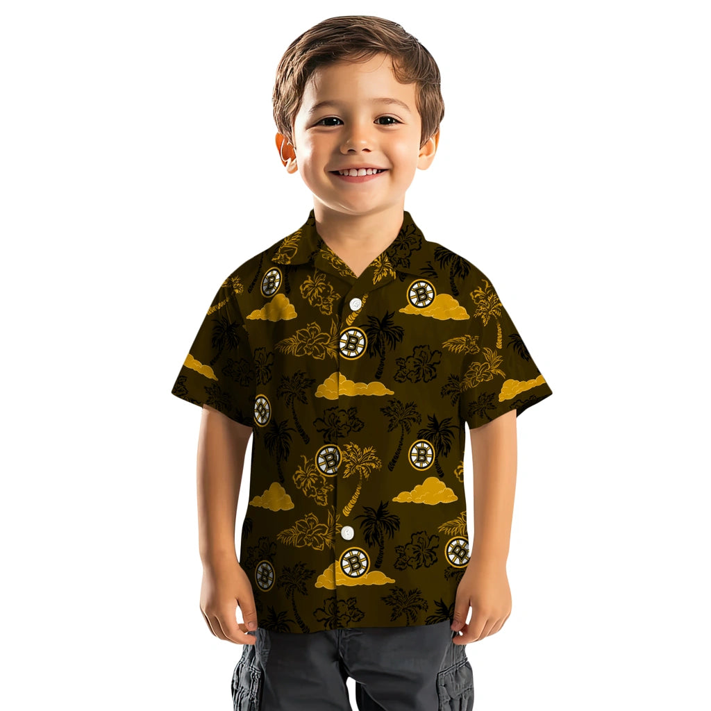 Boston Bruins Hawaiian Shirt - Palm And Clouds – Moonbestprint