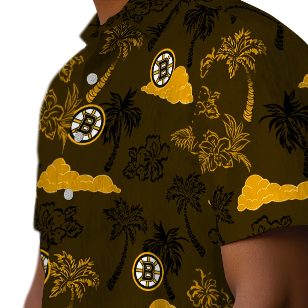 Boston Bruins Hawaiian Shirt - Palm And Clouds – Moonbestprint