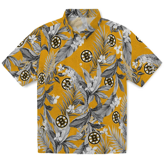 Boston Bruins Hawaiian Shirt - Palm Leaves - Moonbestprint