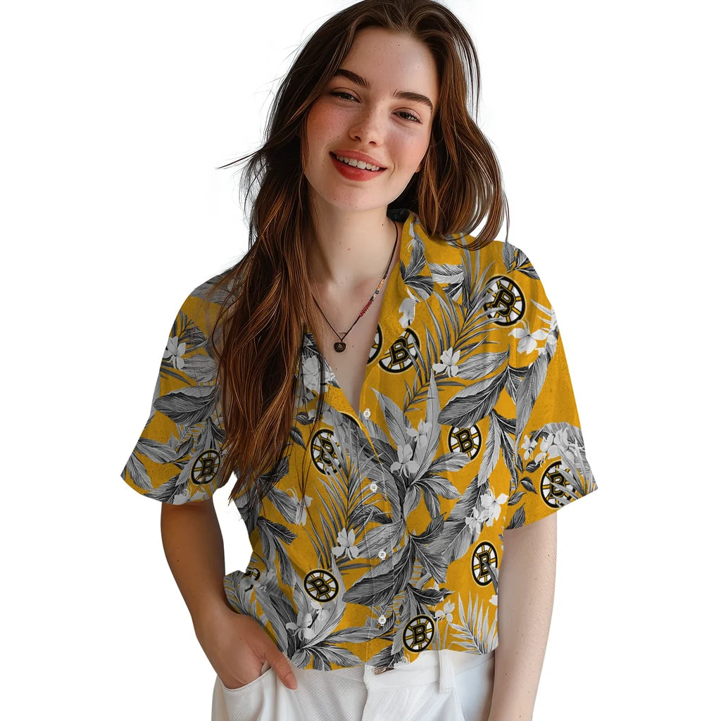 Boston Bruins Hawaiian Shirt - Palm Leaves – Moonbestprint