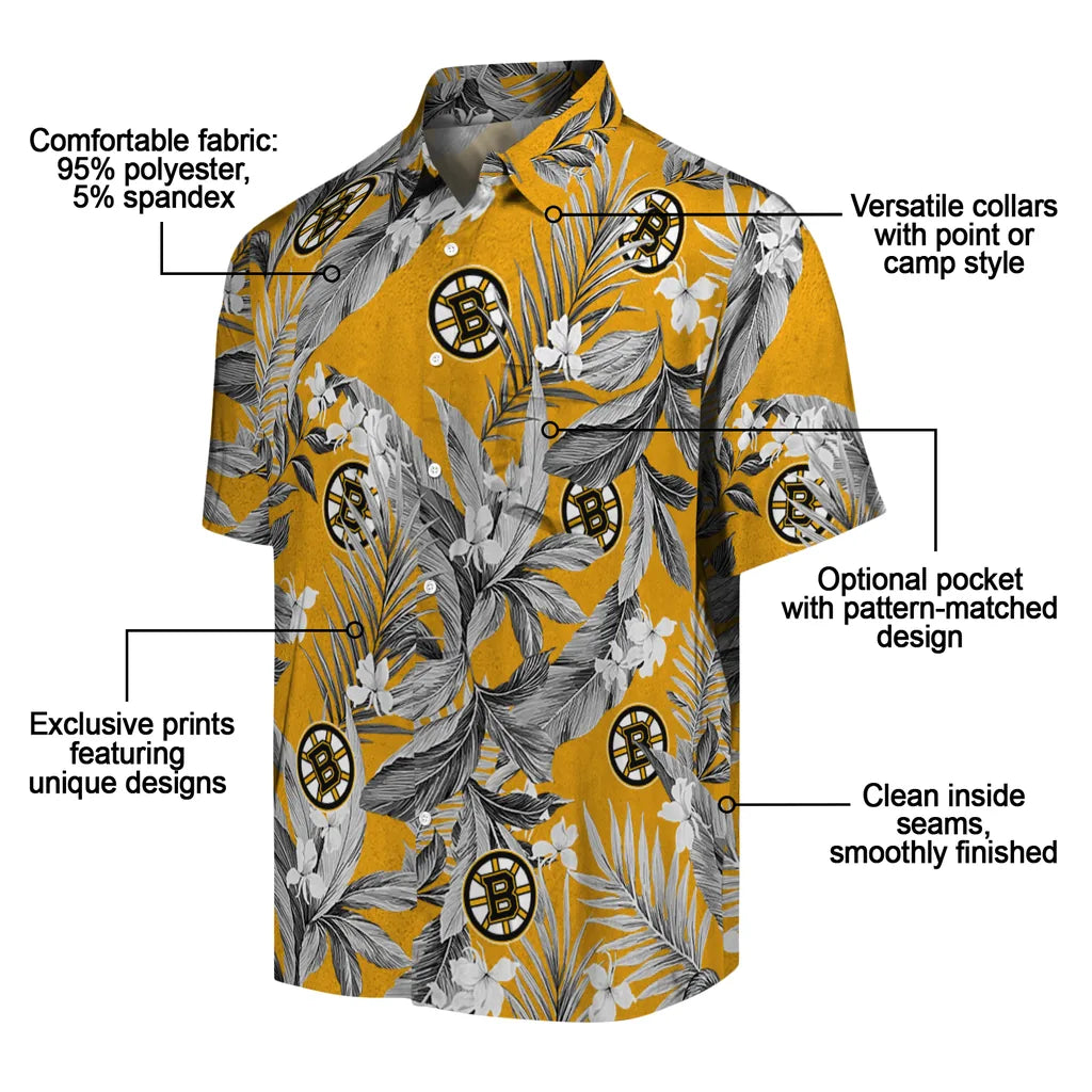 Boston Bruins Hawaiian Shirt - Palm Leaves – Moonbestprint