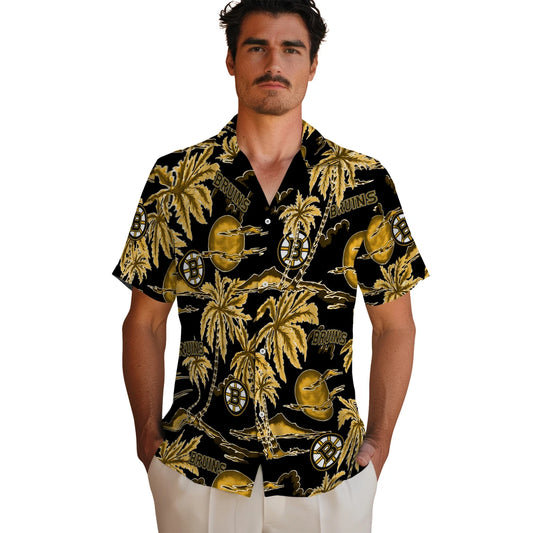 Boston Bruins Hawaiian Shirt - Palm Sunset - Moonbestprint