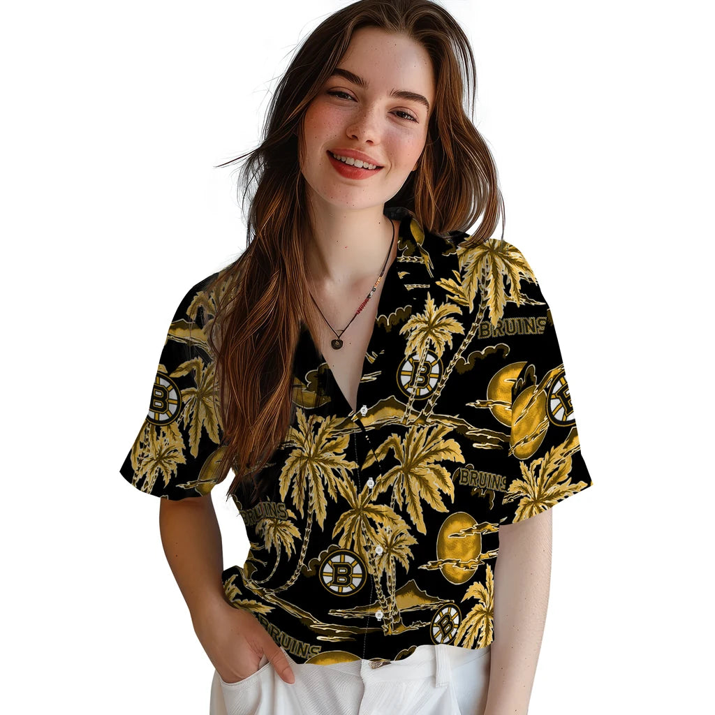 Boston Bruins Hawaiian Shirt - Palm Sunset – Moonbestprint