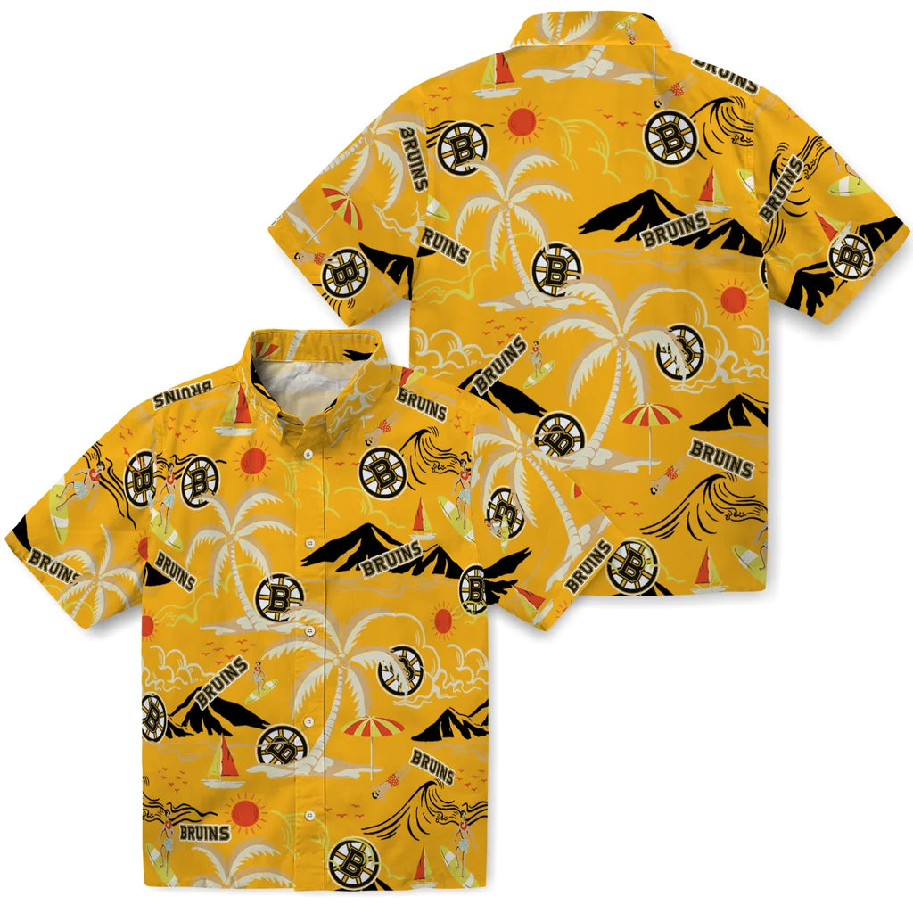 Boston Bruins Hawaiian Shirt - Palm Tree Island – Moonbestprint