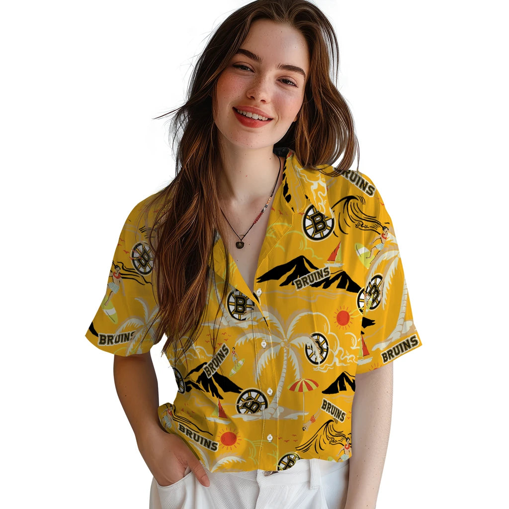 Boston Bruins Hawaiian Shirt - Palm Tree Island – Moonbestprint
