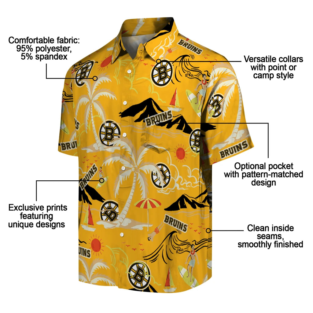 Boston Bruins Hawaiian Shirt - Palm Tree Island – Moonbestprint