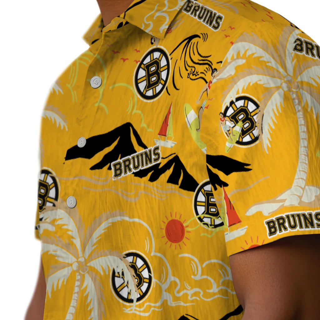 Boston Bruins Hawaiian Shirt - Palm Tree Island | Moonbestprint