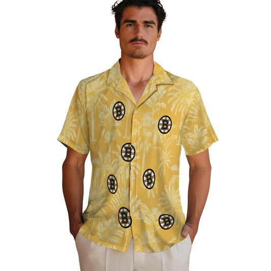 Boston Bruins Hawaiian Shirt - Vintage Palm Tree - Moonbestprint