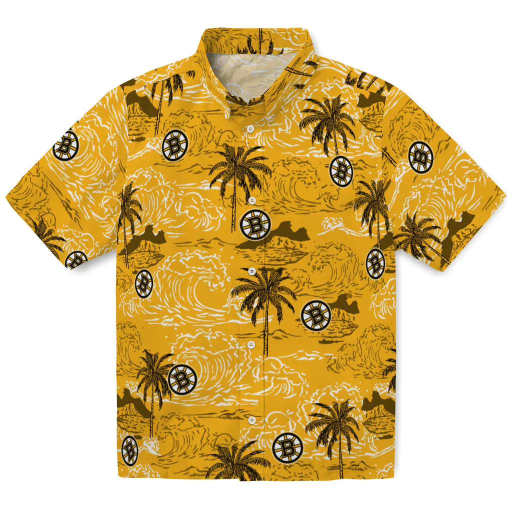 Boston Bruins Hawaiian Shirt - Wave Palm – Moonbestprint