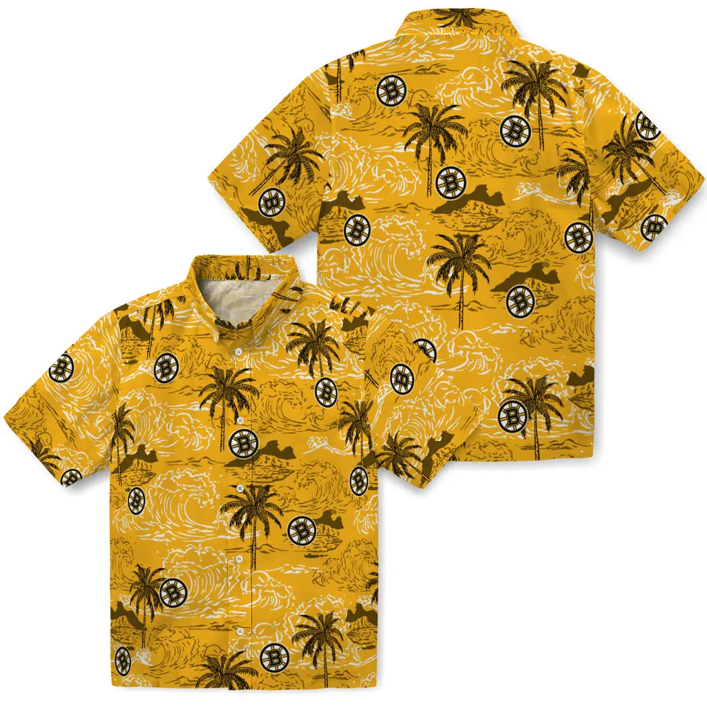 Boston Bruins Hawaiian Shirt - Wave Palm – Moonbestprint