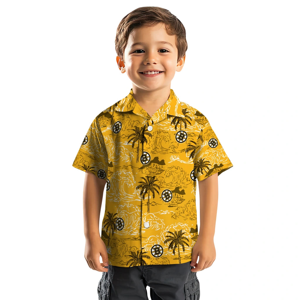 Boston Bruins Hawaiian Shirt - Wave Palm – Moonbestprint