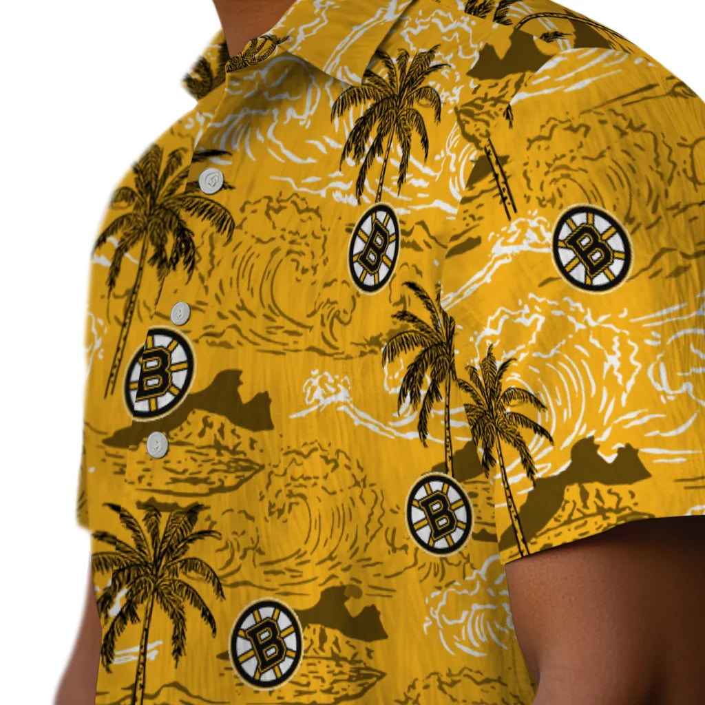 Boston Bruins Hawaiian Shirt - Wave Palm – Moonbestprint