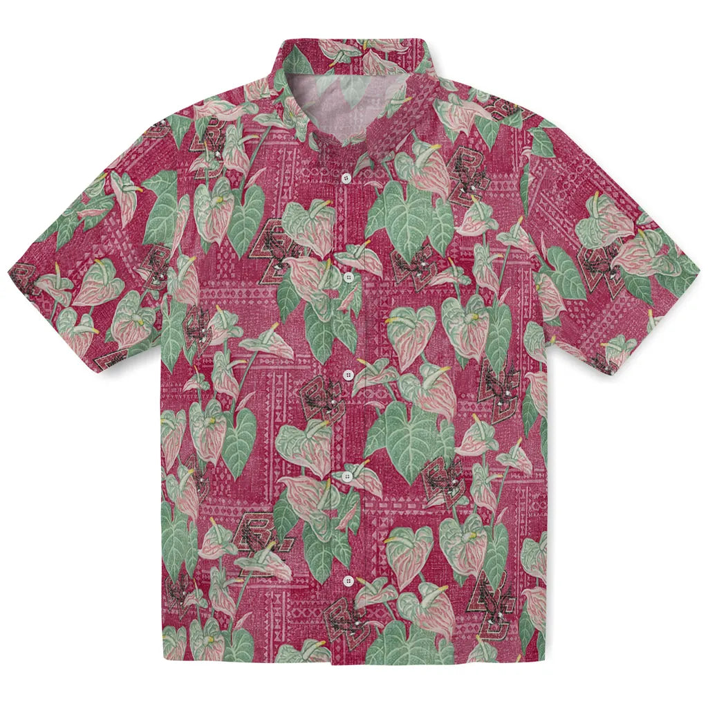 Boston College Eagles Hawaiian Shirt - Anthurium Overlay | Moonbestprint