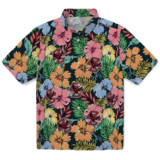 Boston College Eagles Hawaiian Shirt - Brilliant Hibiscus Garden | Moonbestprint