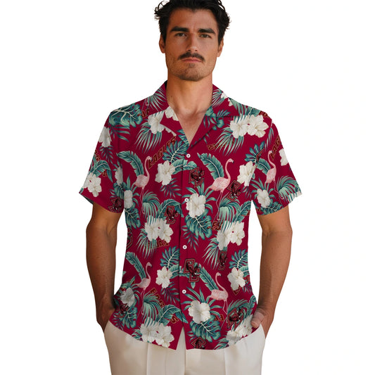 Boston College Eagles Hawaiian Shirt - Flamingo and Hibiscus | Moonbestprint