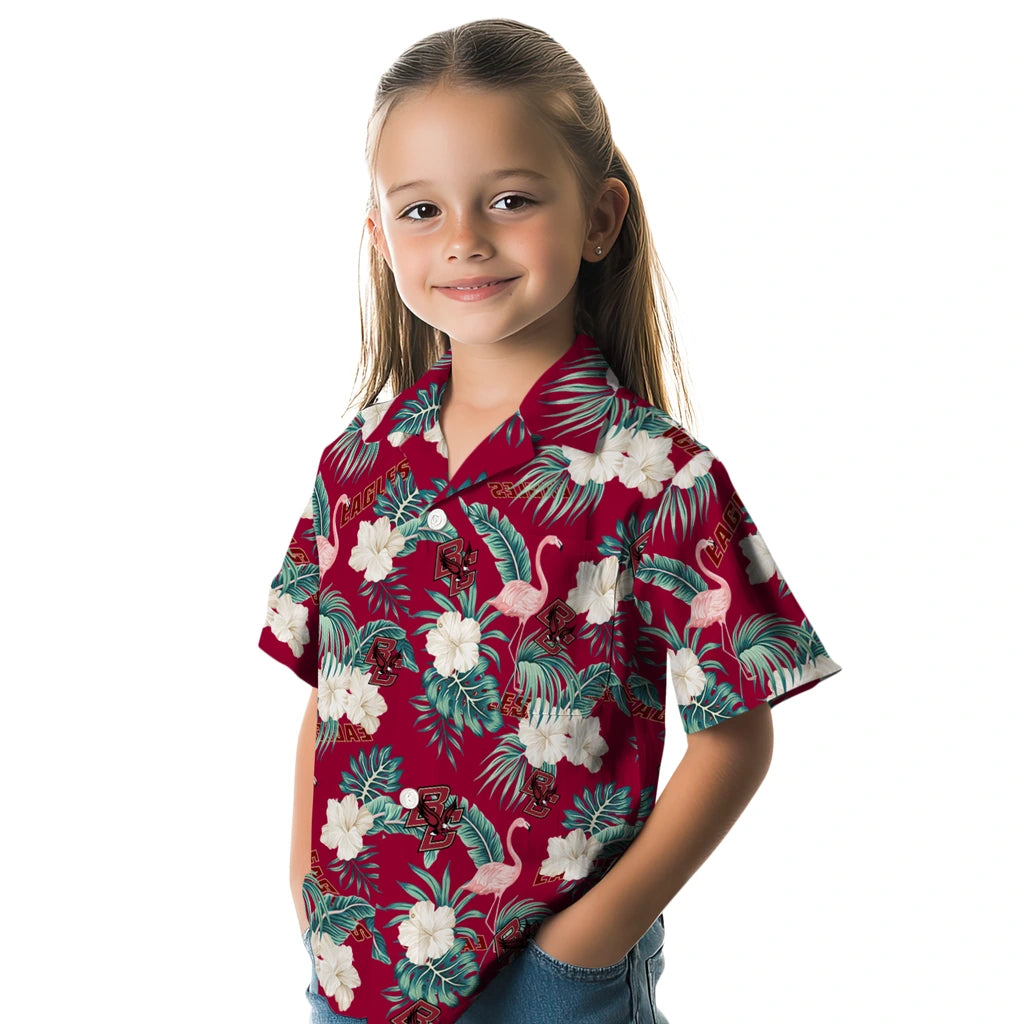 Boston College Eagles Hawaiian Shirt - Flamingo and Hibiscus | Moonbestprint