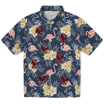 Boston College Eagles Hawaiian Shirt - Flamingo Hibiscus | Moonbestprint