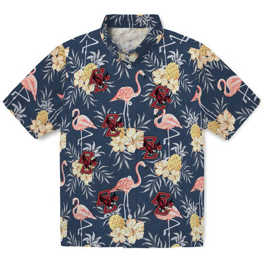 Boston College Eagles Hawaiian Shirt - Flamingo Hibiscus | Moonbestprint