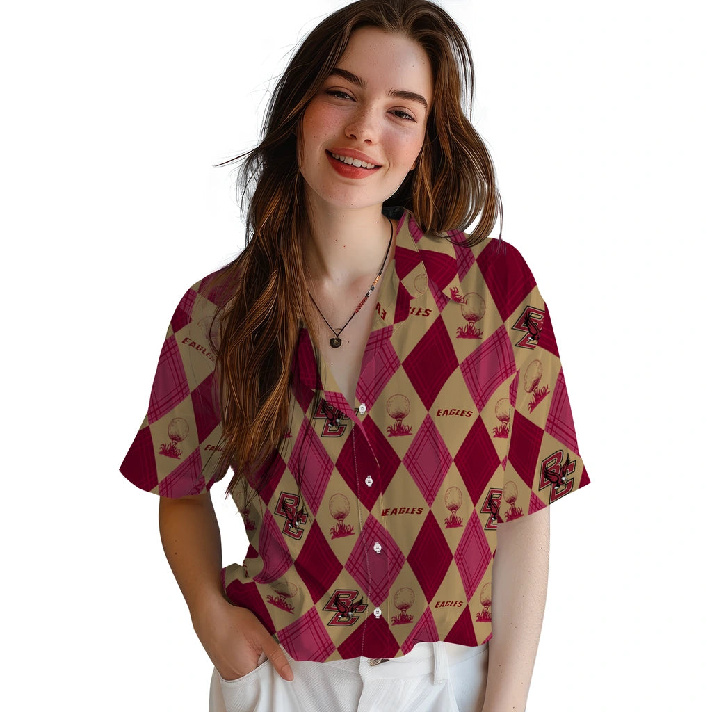 Boston College Eagles Hawaiian Shirt - Golfing Plaid | Moonbestprint