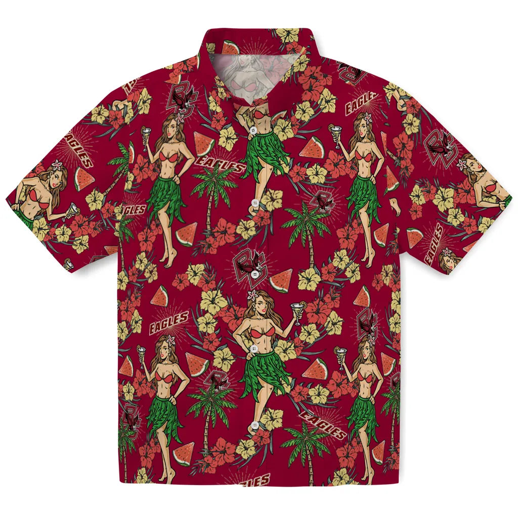 Boston College Eagles Hawaiian Shirt - Hawaiian Girls Design | Moonbestprint