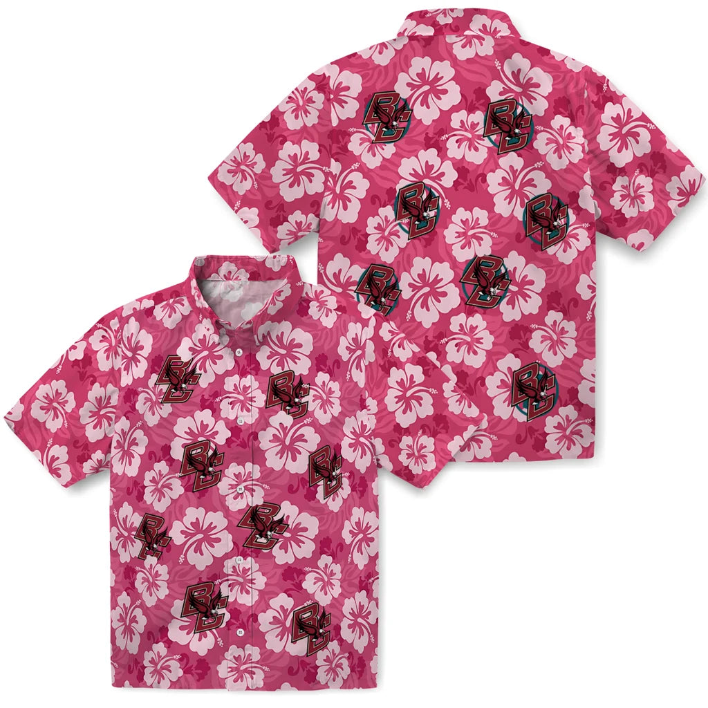 Boston College Eagles Hawaiian Shirt - Hibiscus Cluster | Moonbestprint