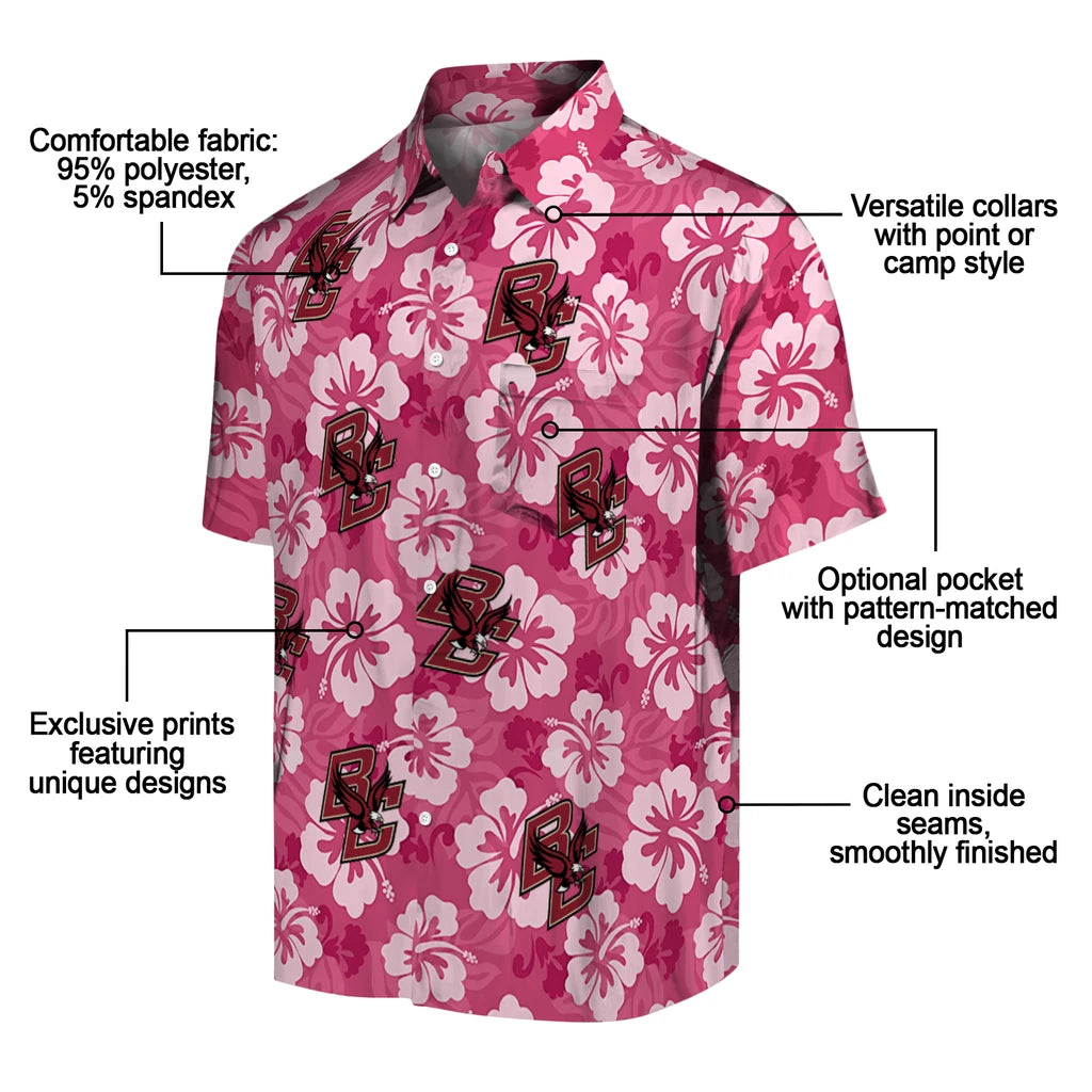 Boston College Eagles Hawaiian Shirt - Hibiscus Cluster | Moonbestprint