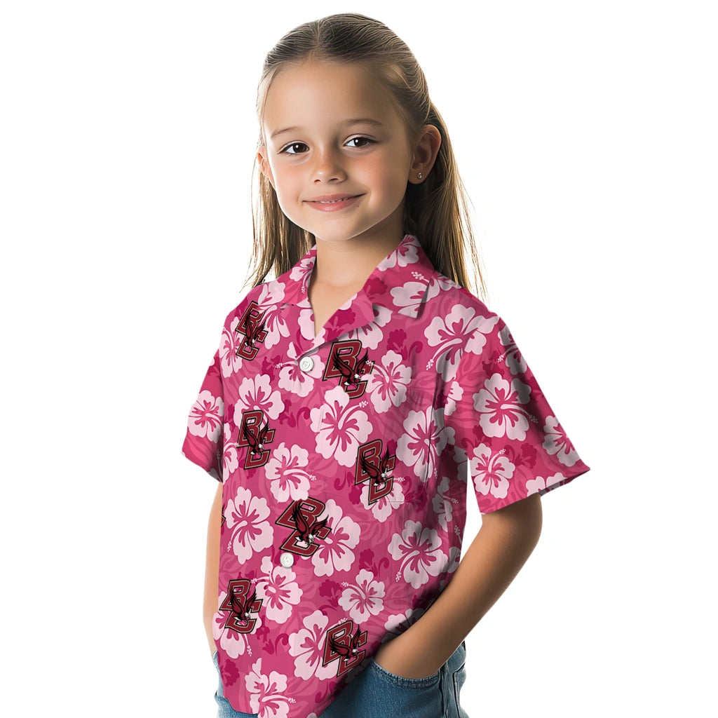 Boston College Eagles Hawaiian Shirt - Hibiscus Cluster | Moonbestprint