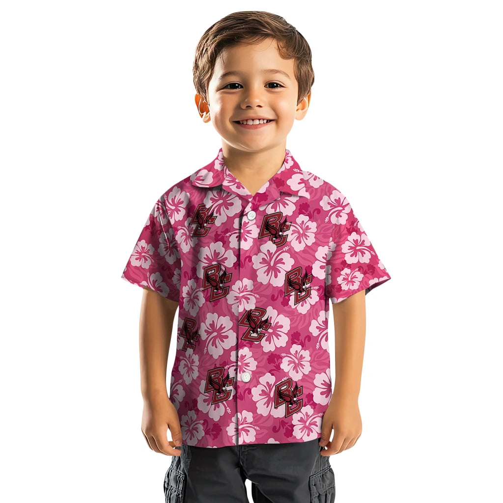 Boston College Eagles Hawaiian Shirt - Hibiscus Cluster | Moonbestprint