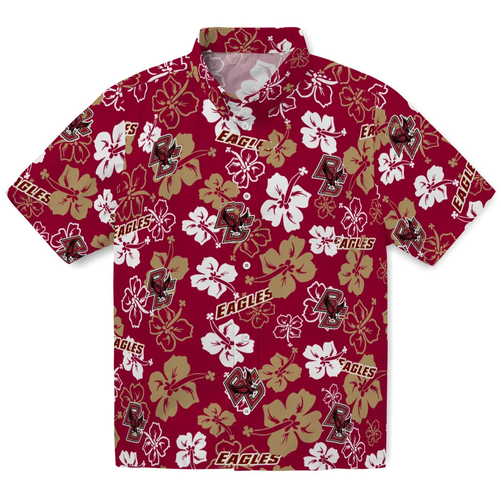 Boston College Eagles Hawaiian Shirt - Hibiscus Flower Design | Moonbestprint