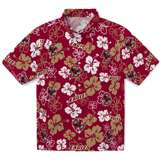 Boston College Eagles Hawaiian Shirt - Hibiscus Flower Design | Moonbestprint