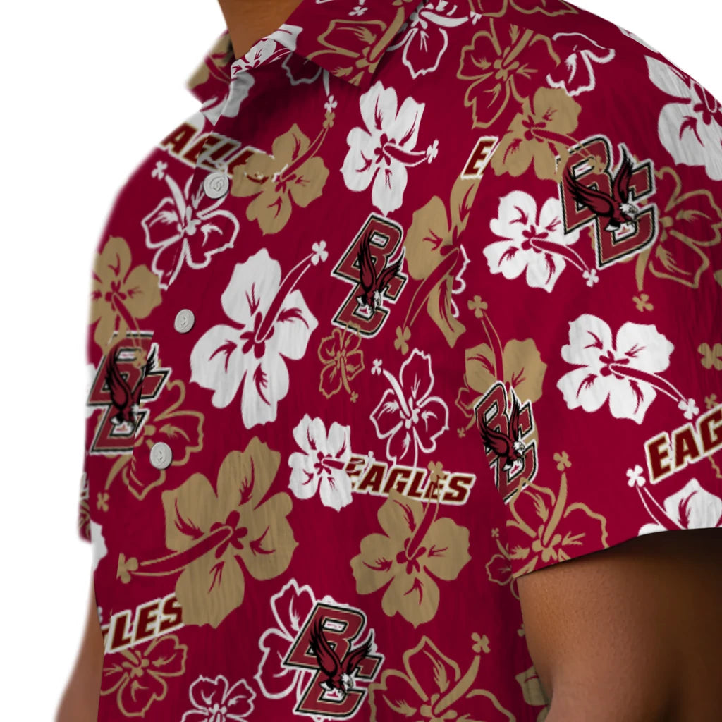 Boston College Eagles Hawaiian Shirt - Hibiscus Flower Design | Moonbestprint