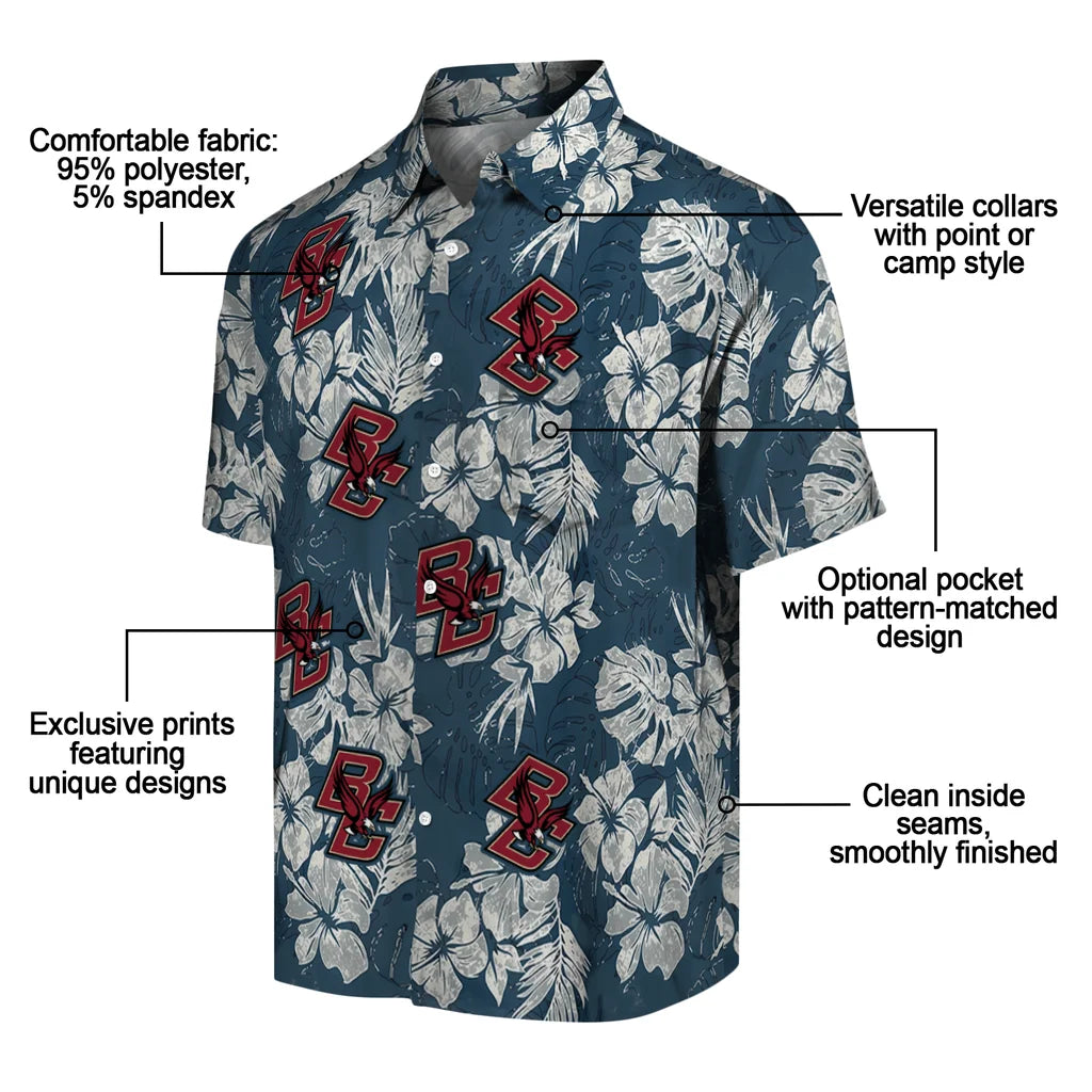 Boston College Eagles Hawaiian Shirt - Hibiscus Flowers | Moonbestprint