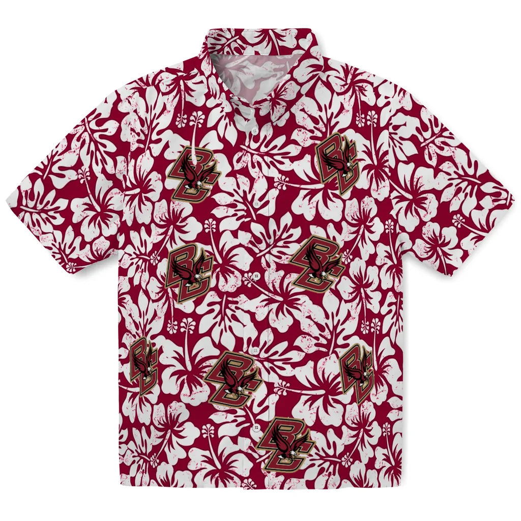 Boston College Eagles Hawaiian Shirt - Hibiscus Motif | Moonbestprint