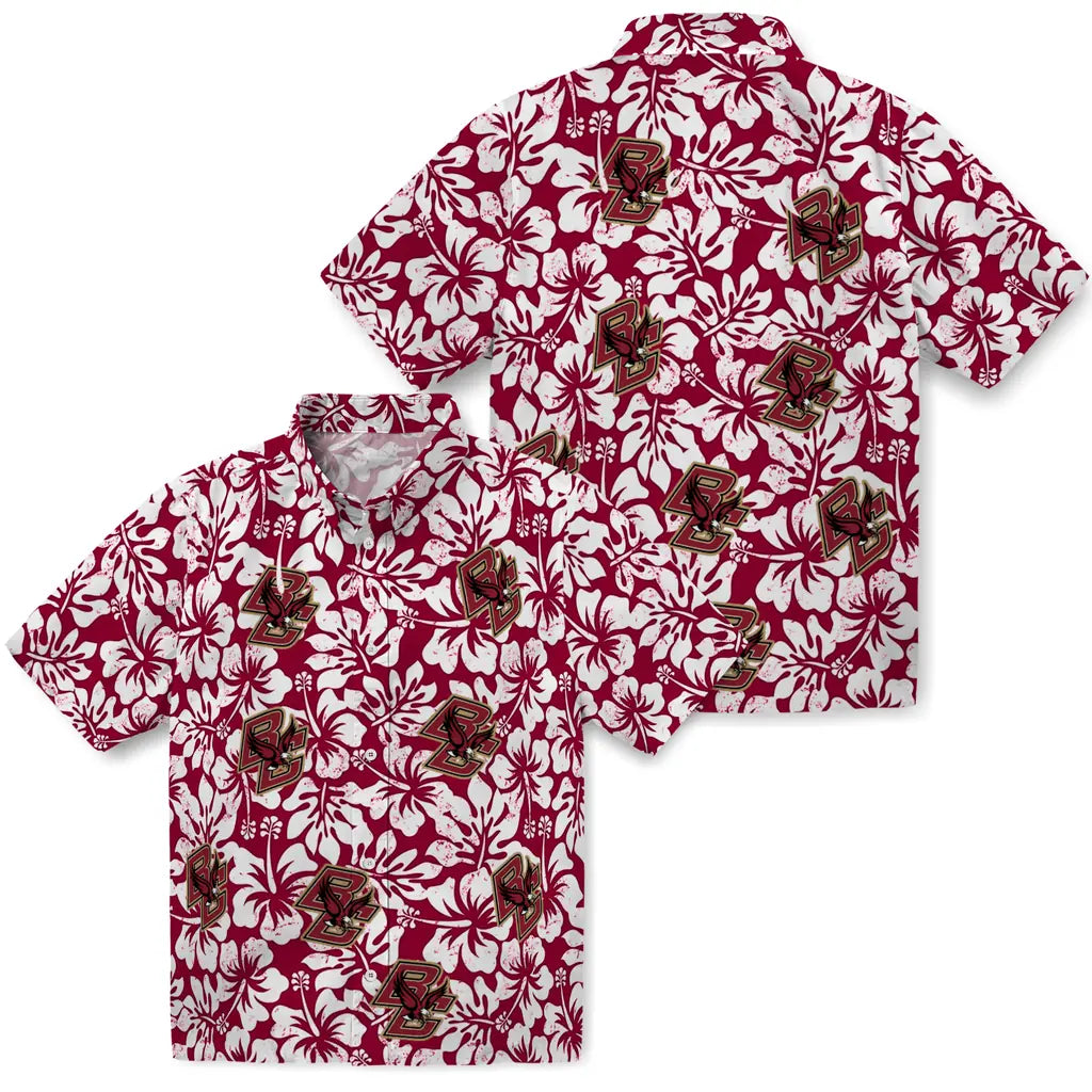 Boston College Eagles Hawaiian Shirt - Hibiscus Motif | Moonbestprint