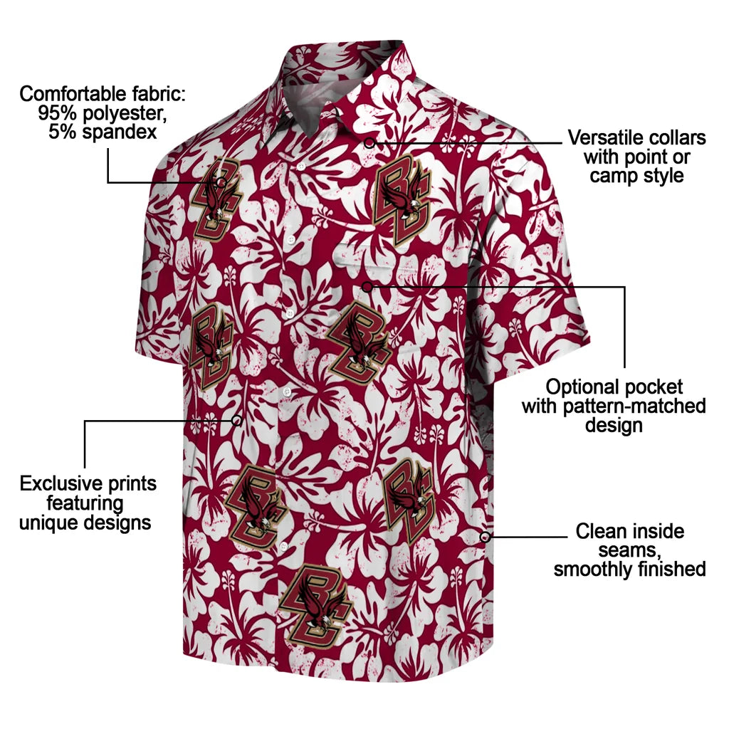 Boston College Eagles Hawaiian Shirt - Hibiscus Motif | Moonbestprint