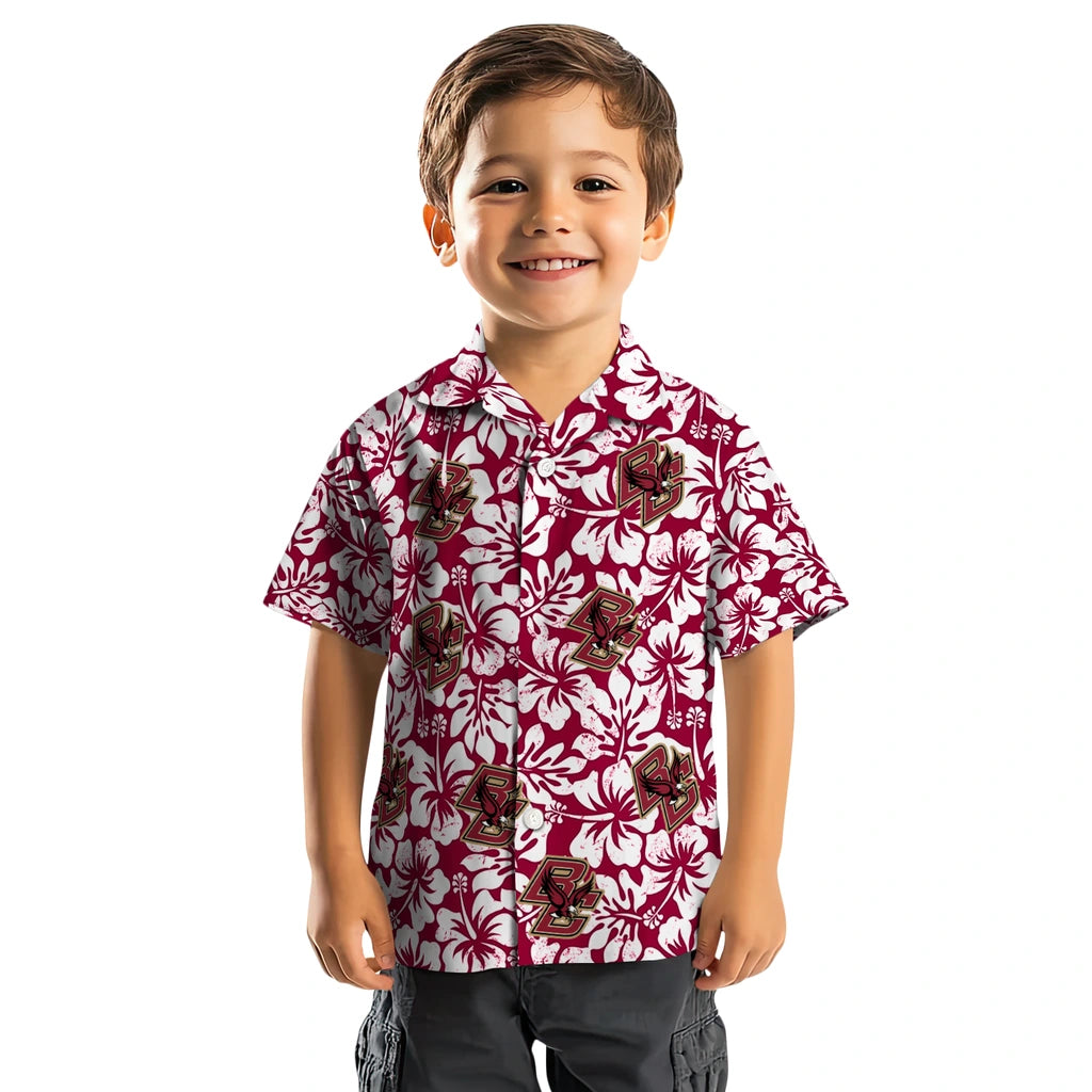 Boston College Eagles Hawaiian Shirt - Hibiscus Motif | Moonbestprint