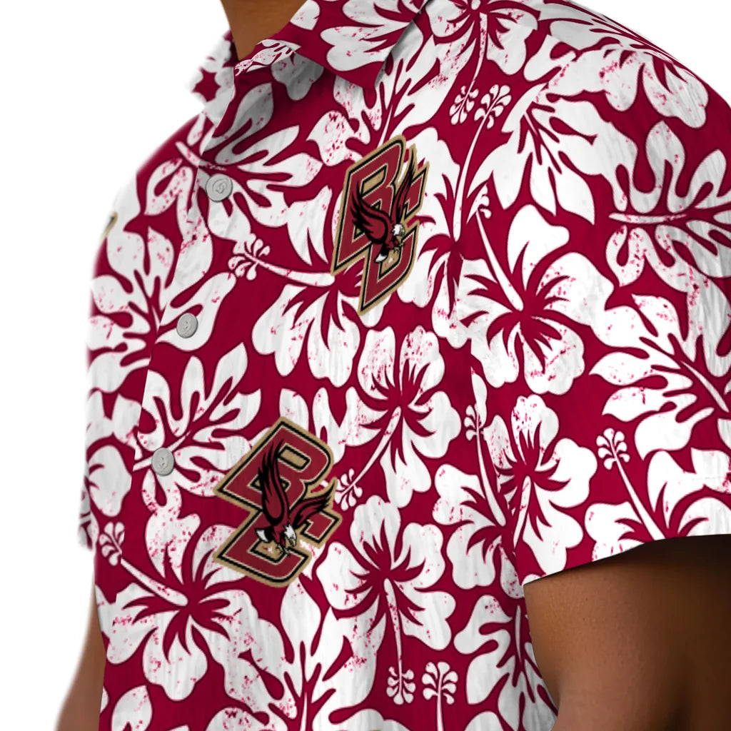 Boston College Eagles Hawaiian Shirt - Hibiscus Motif | Moonbestprint
