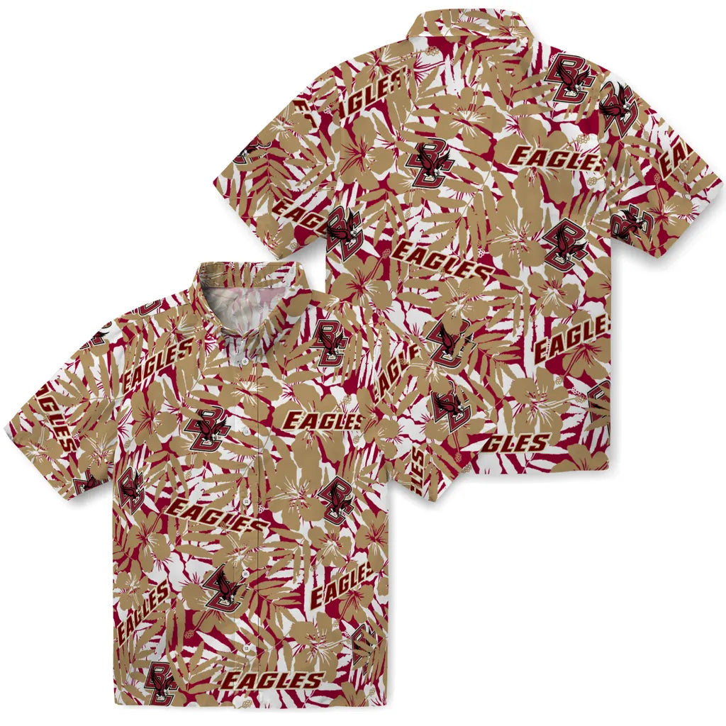 Boston College Eagles Hawaiian Shirt - Hibiscus Overlay | Moonbestprint