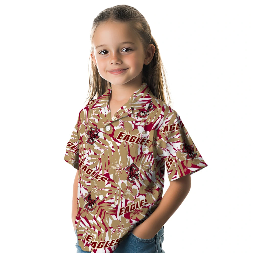 Boston College Eagles Hawaiian Shirt - Hibiscus Overlay | Moonbestprint