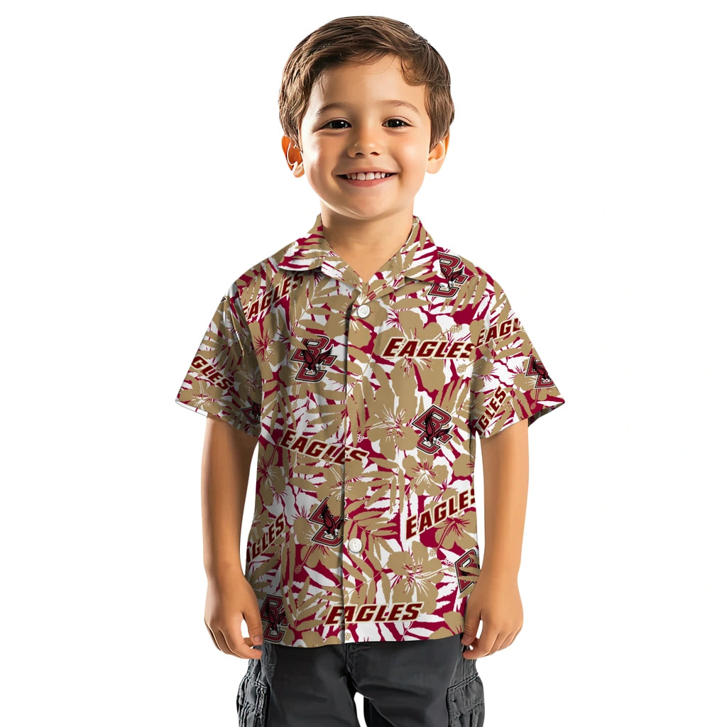 Boston College Eagles Hawaiian Shirt - Hibiscus Overlay | Moonbestprint