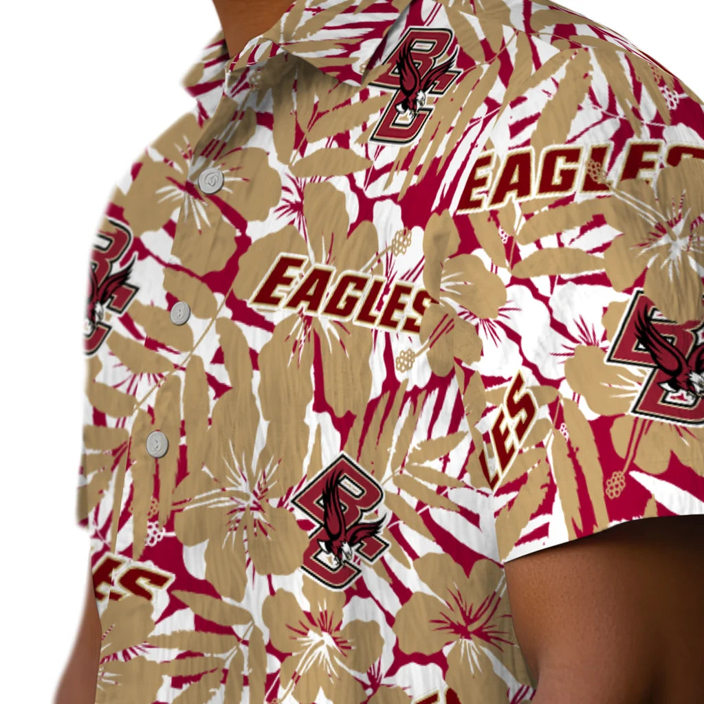 Boston College Eagles Hawaiian Shirt - Hibiscus Overlay | Moonbestprint