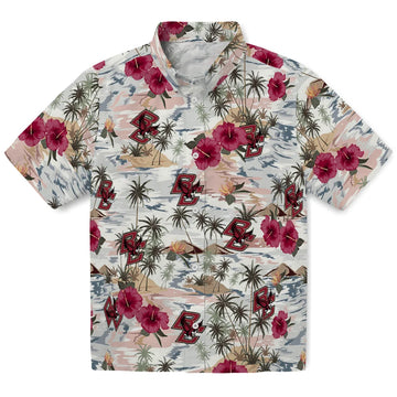 Boston College Eagles Hawaiian Shirt - Hibiscus Seaside | Moonbestprint
